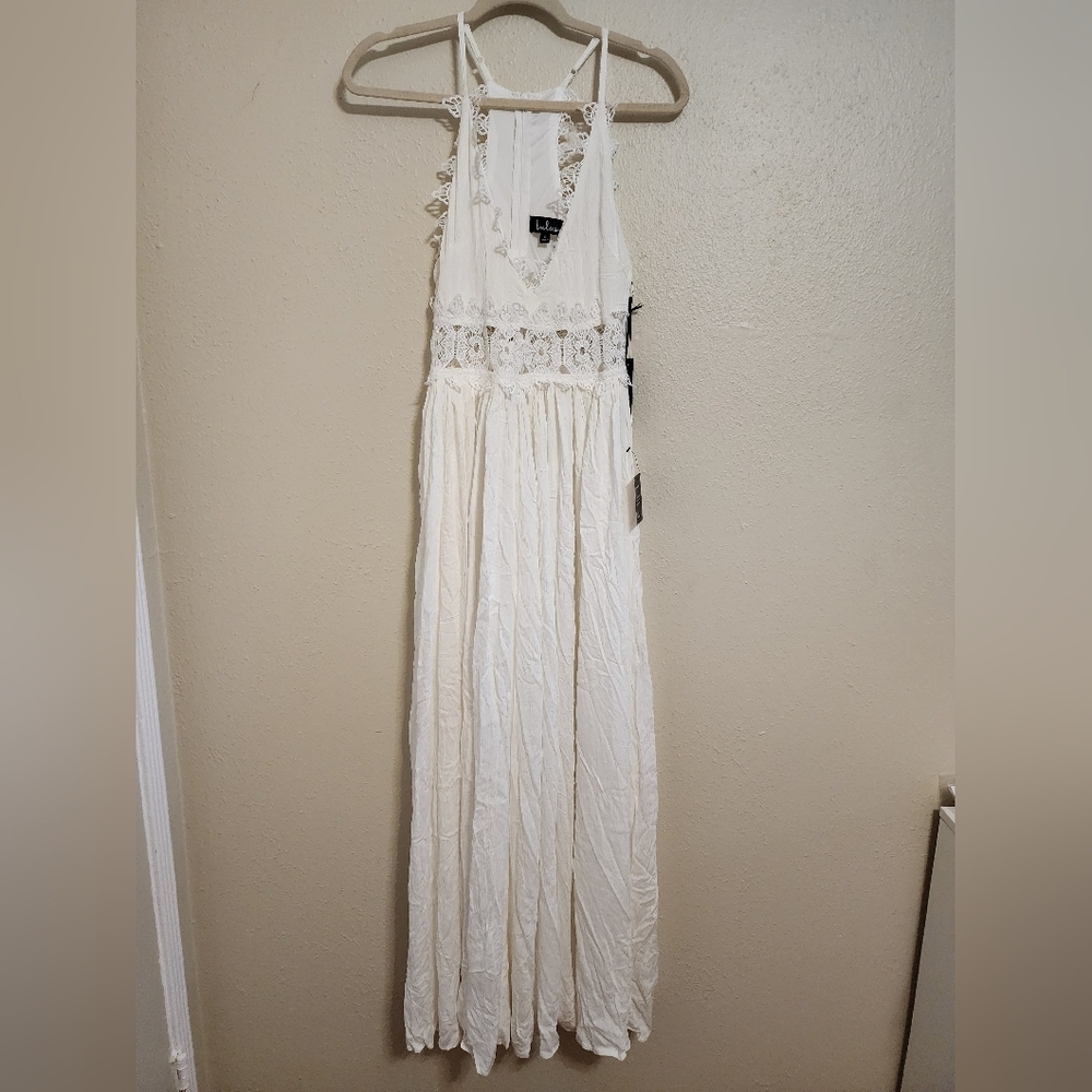 Lulus This is Love White Lace Maxi Dress S Wedding Vacation Resortwear Beach - Picture 6 of 10